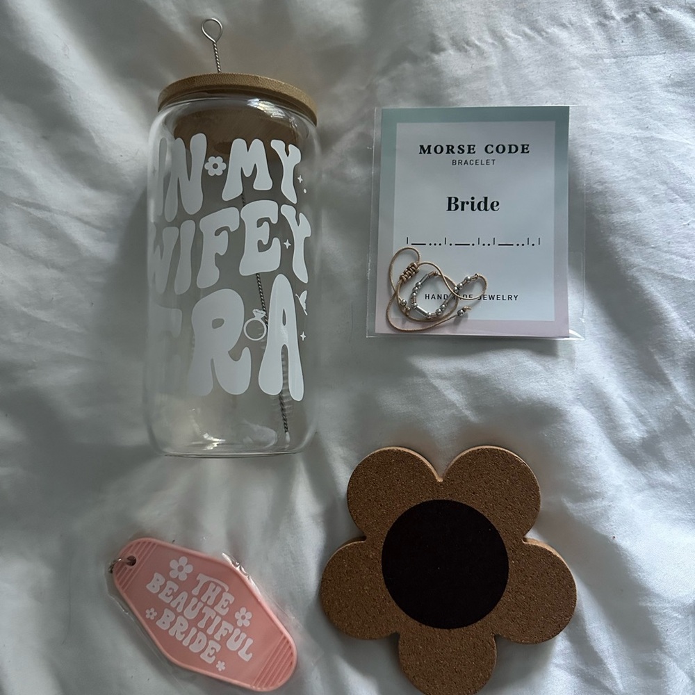 Bride Cup Morse Code Bracelet and Accessories Set